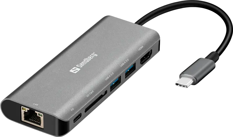 Sandberg Dockingstation USB-C, HDMI+LAN+SD+USB100W grey