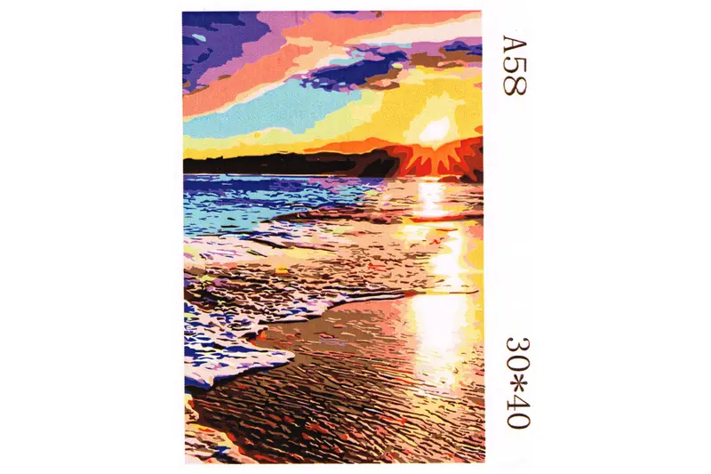 Sandstrand bei Sonnenuntergang Malen nach Zahlen 18 Acrylfarben 30 x 40 cm A58
