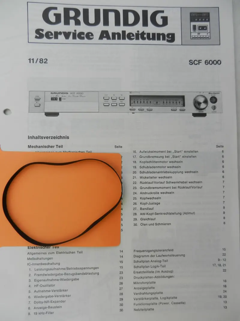 SCF6000 SCF 6000 Capstan Riemen für GRUNDIG Hifi Cassettendeck