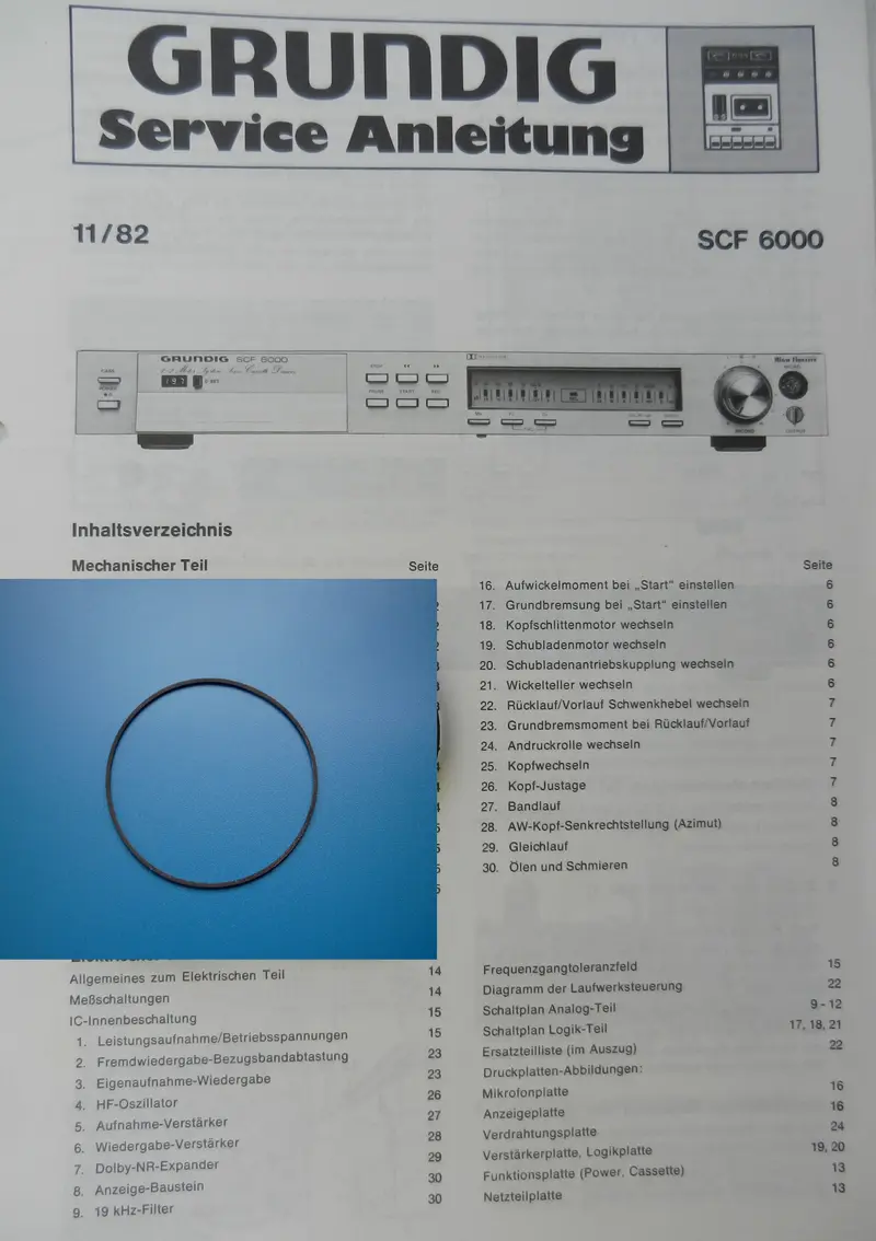 SCF6000 SCF6100 Zählwerk Riemen GRUNDIG