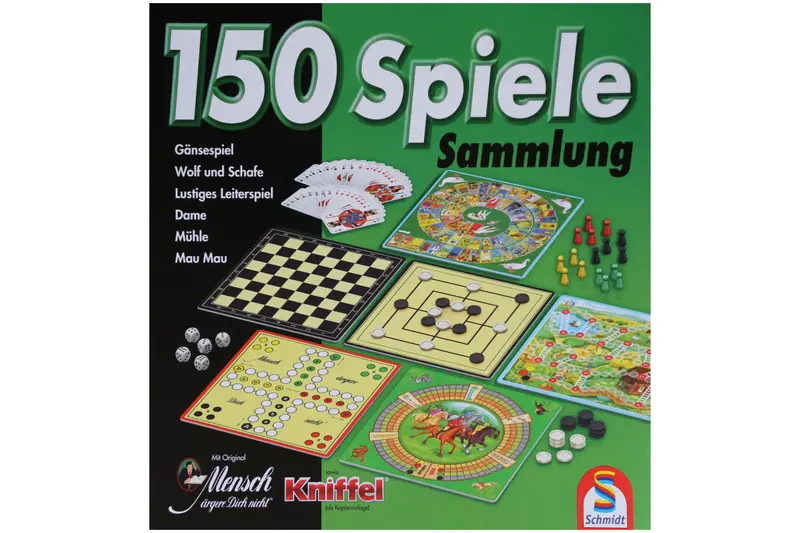 Schmidt Spiele® 150 Spiele Sammlung 49141 grün | Mensch ärgere Dich nicht & mehr