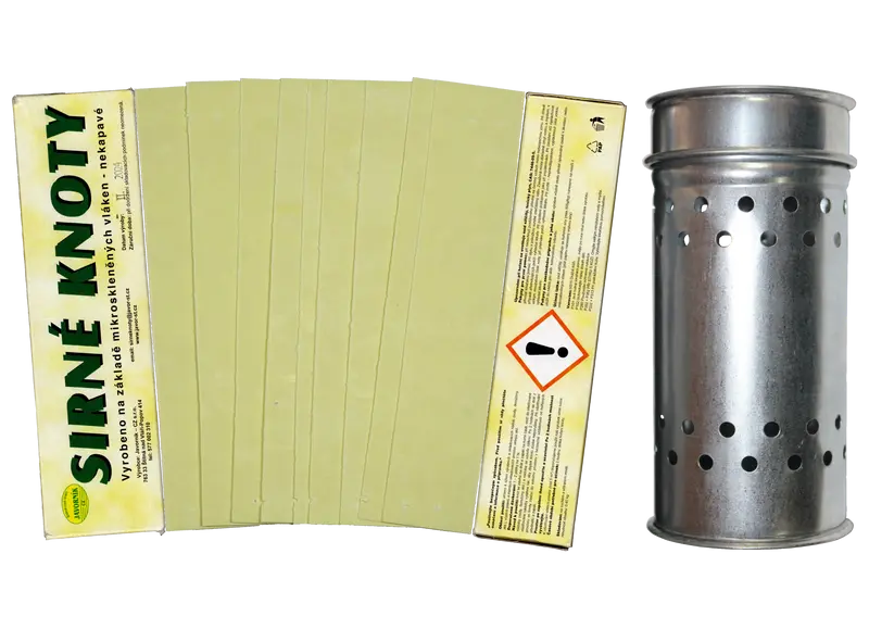 Schwefeldose Set mit 100 g Schwefelstreifen gelb zur Desinfektion bei Wachsmotte