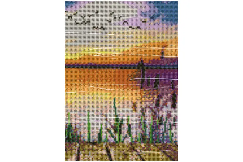 Seeblick vom Steg mit Schilf Diamond Painting 20 Farben 30 x 40 cm W1256