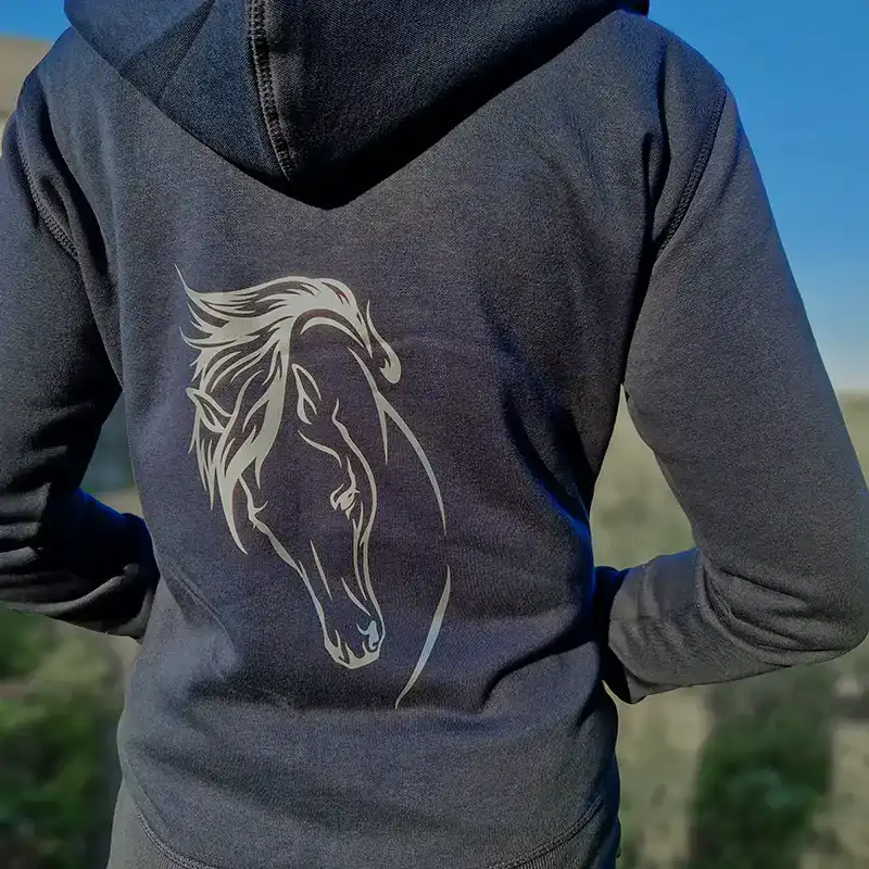 Sweatshirt-Jacke mit Kapuze dunkelblau "wild horse"