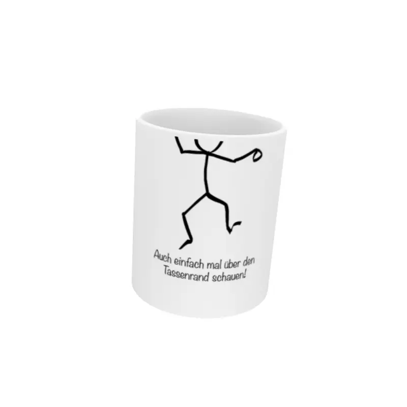 Tasse mit Spruch „Auch mal über den Tassenrand schauen!“