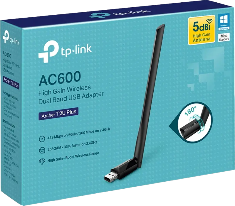 TP-Link AC600-High-Gain-Dualband-USB-WLAN-Adapter Schwarz