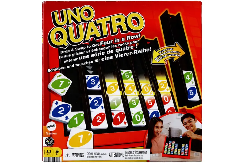 Uno Quattro – Mattel 4 gewinnt trifft Uno 2–4 Spieler Ab 7 Jahren