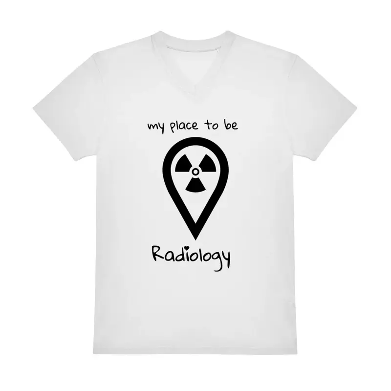 V-Auschnitt T-Shirt (Herren) - my place to be Radiology (großes Logo)