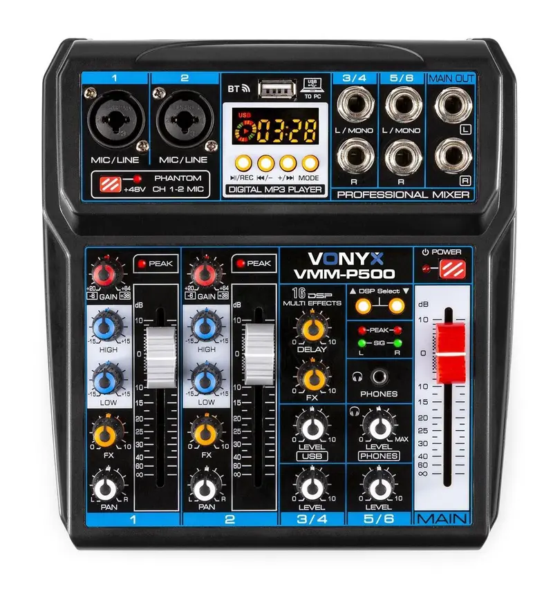 Vonyx VMM P500 Mini Studio Mischpult mit USB / Bluetooth und Effekten