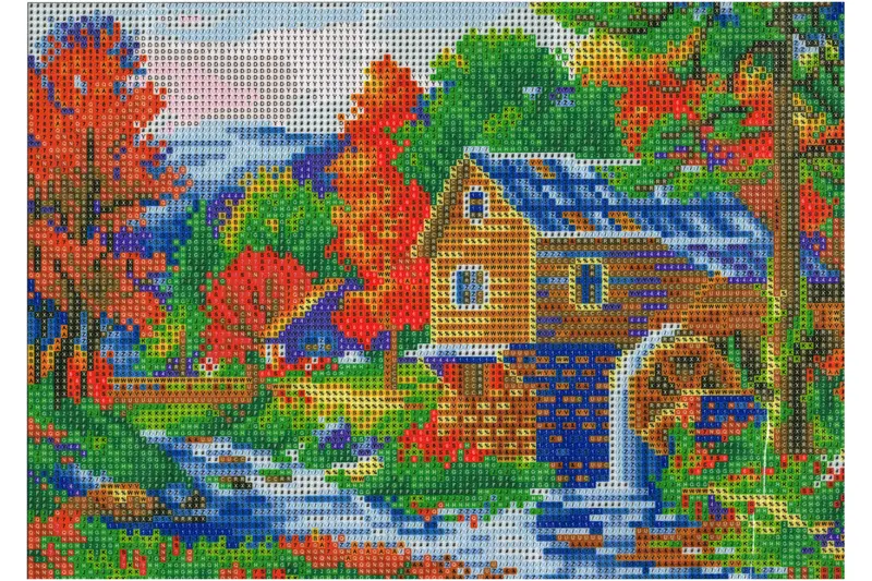 Wassermühle am Bach Diamond Painting 34 Farben 40 x 30 cm YMX98
