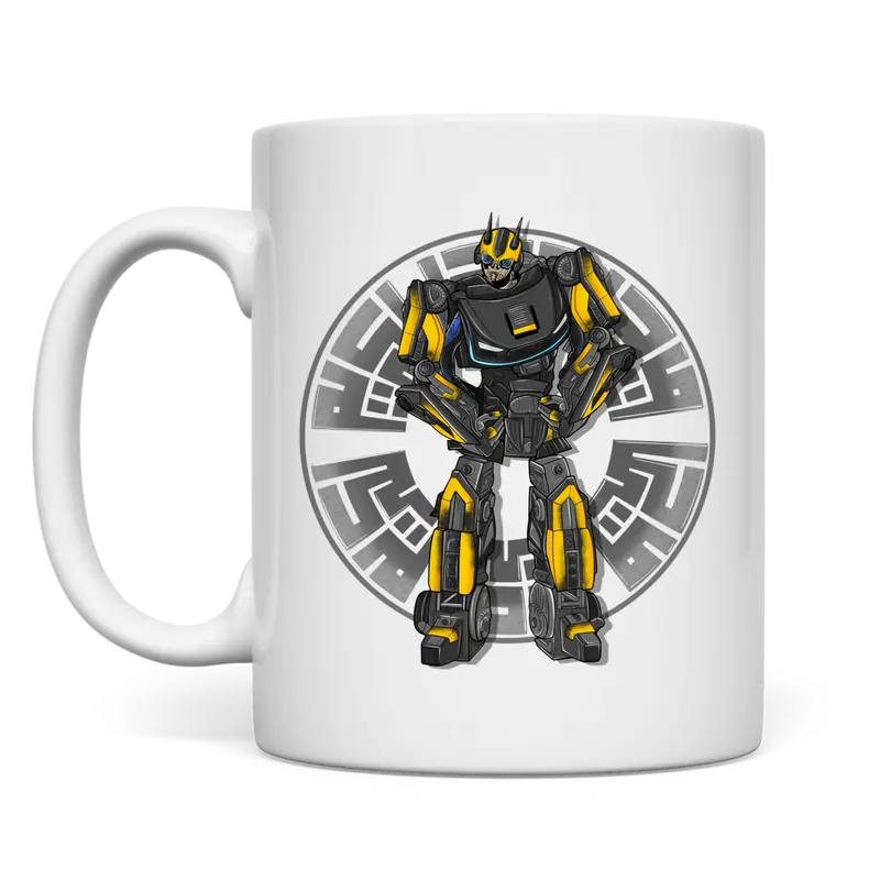 weiße Tasse beidseitig Racebot grauer Helm