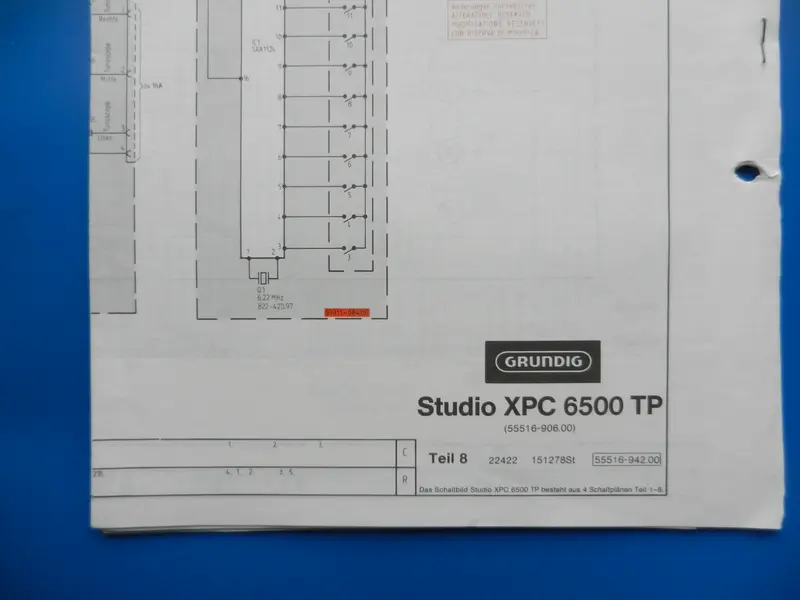 XPC6500TP Hifi Studio Original Schaltplan von GRUNDIG , Teil 1 - 8
